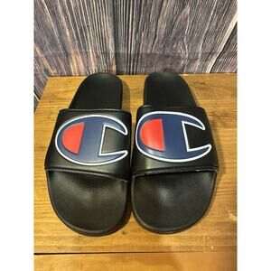 Champion Slide IPO Slides Black Blue Red White CM100073M Men's SZ 10M
